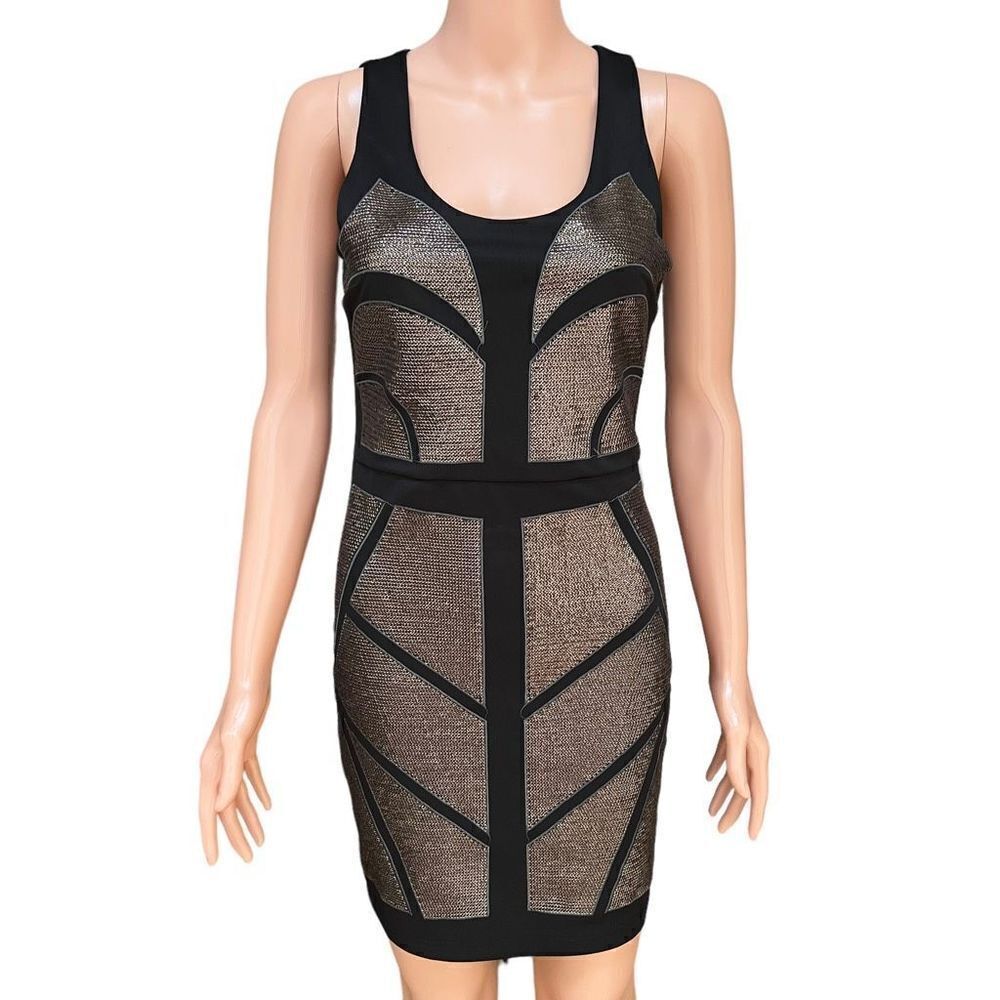 Signature 8 black back cut out sequined bodycon dress size S